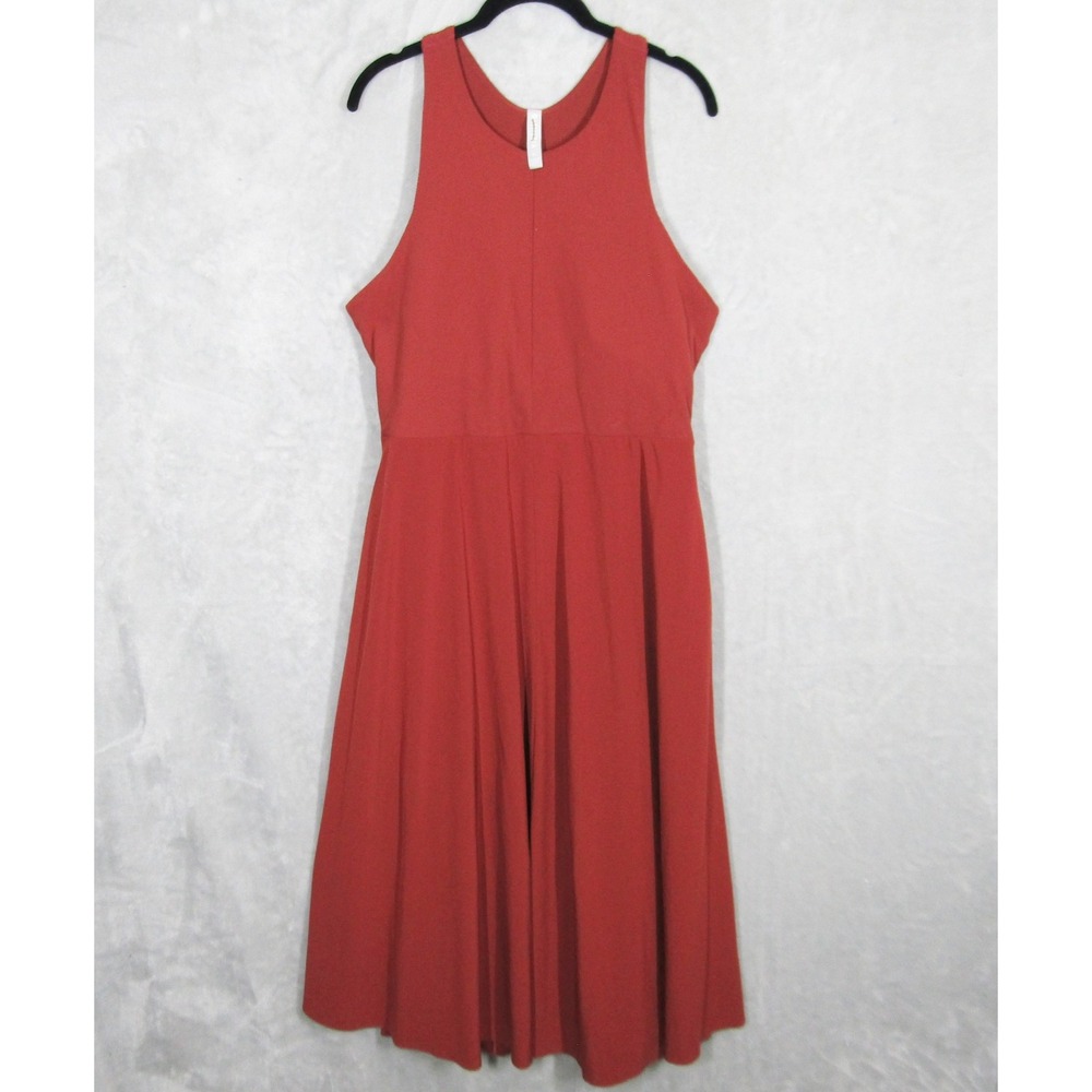 Athleta Dress XL Womens Winona Support Midi Red Sleeveless Fit and Flare Career